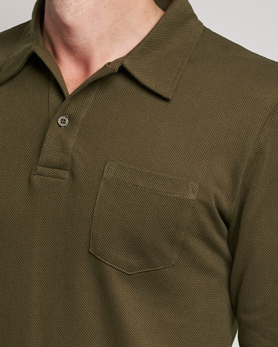 Herren | Pullover | Sunspel | Riviera Long Sleve Polo Dark Moss