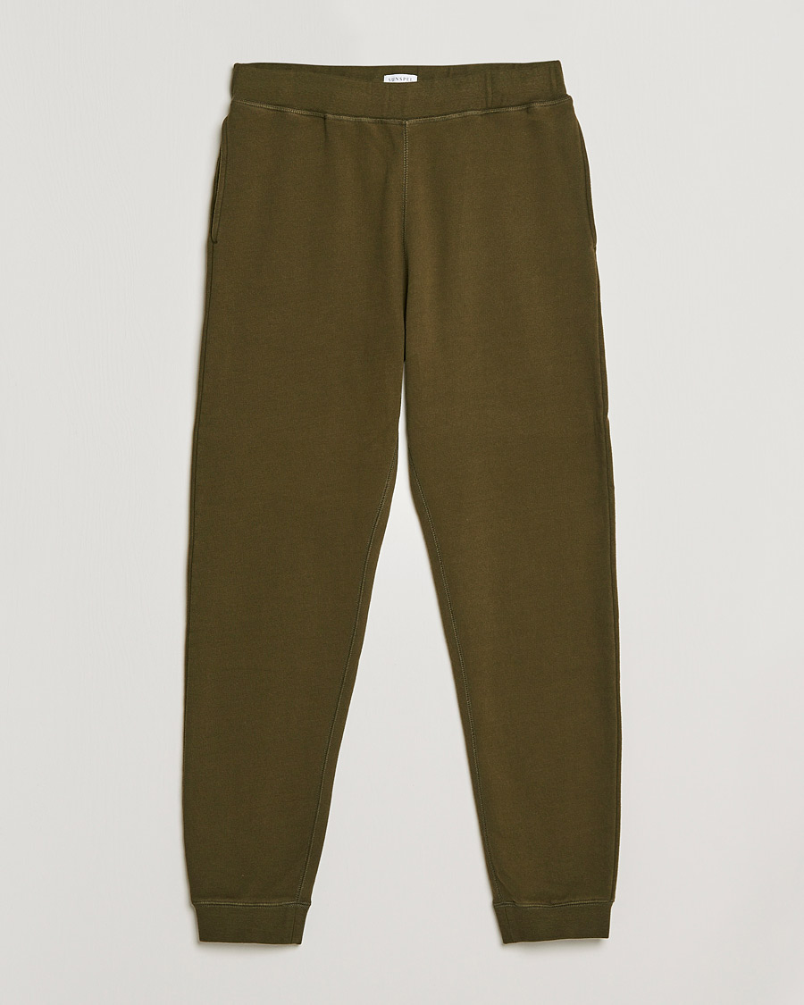Herren | Hosen | Sunspel | Cotton Loopback Track Pants Dark Moss