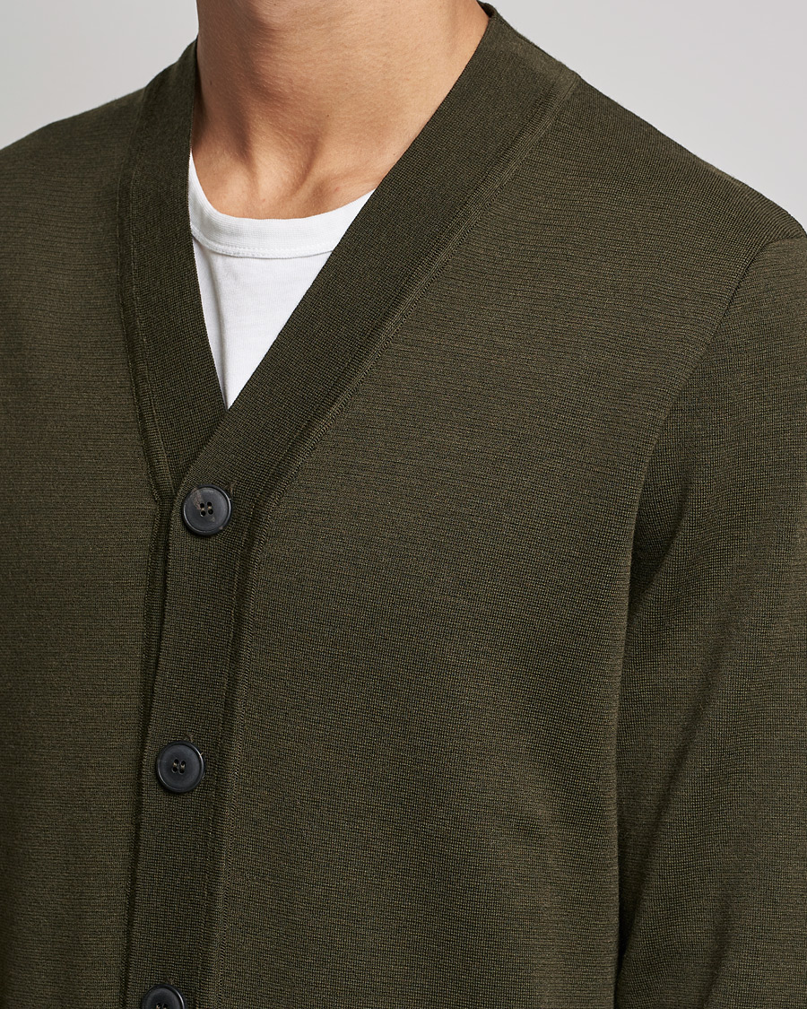 Herren | Pullover | Sunspel | Merino Milano Cardigan Dark Moss
