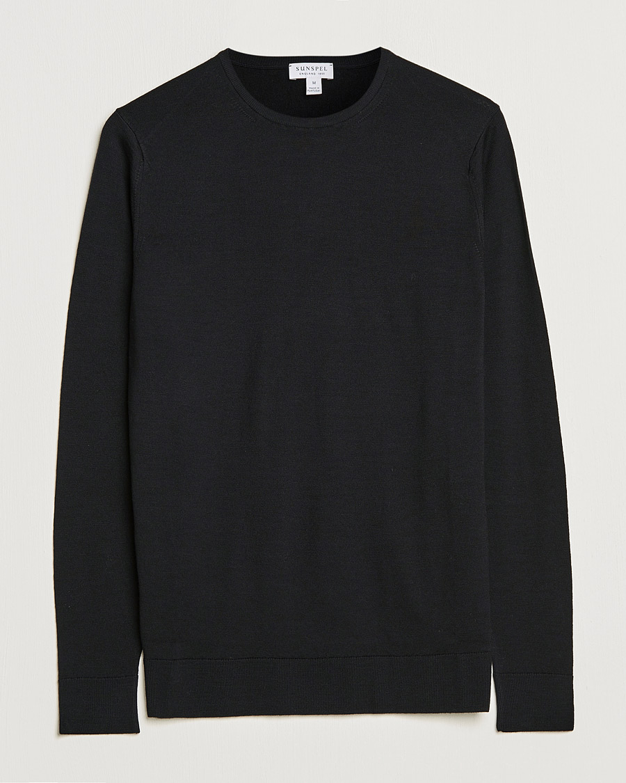Herren | Pullover | Sunspel | Crew Neck Jumper Black