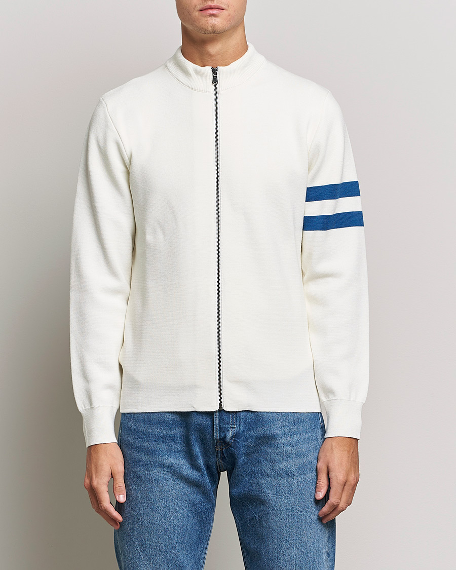 Herren | Pullover | Sunspel | Paul Weller Extra Fine Merino Zip Cardigan White