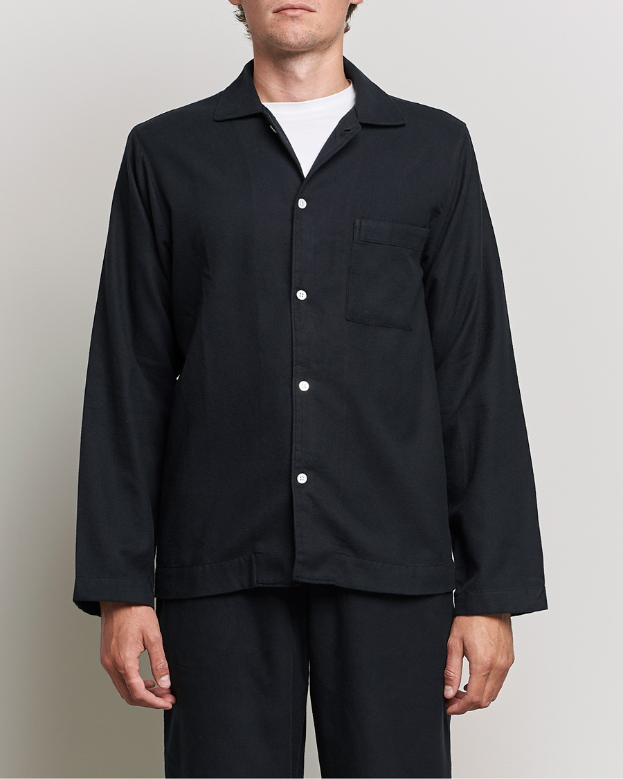 Herren | Pyjama Oberteile | Tekla | Flannel Pyjama Shirt Lucid Black