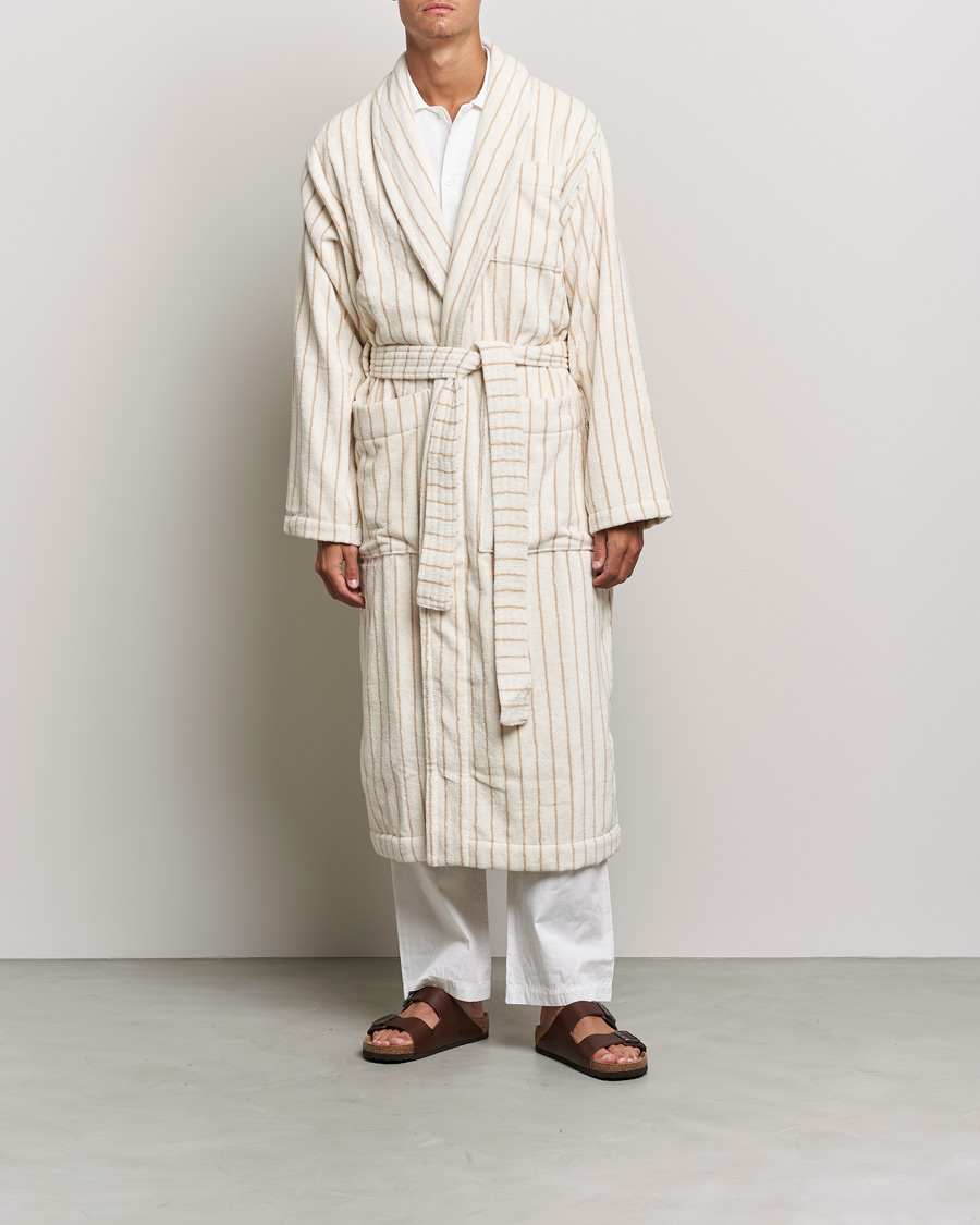 Herren | Schlafanzüge & Bademäntel | Tekla | Organic Terry Classic Bathrobe Sienna Stripes