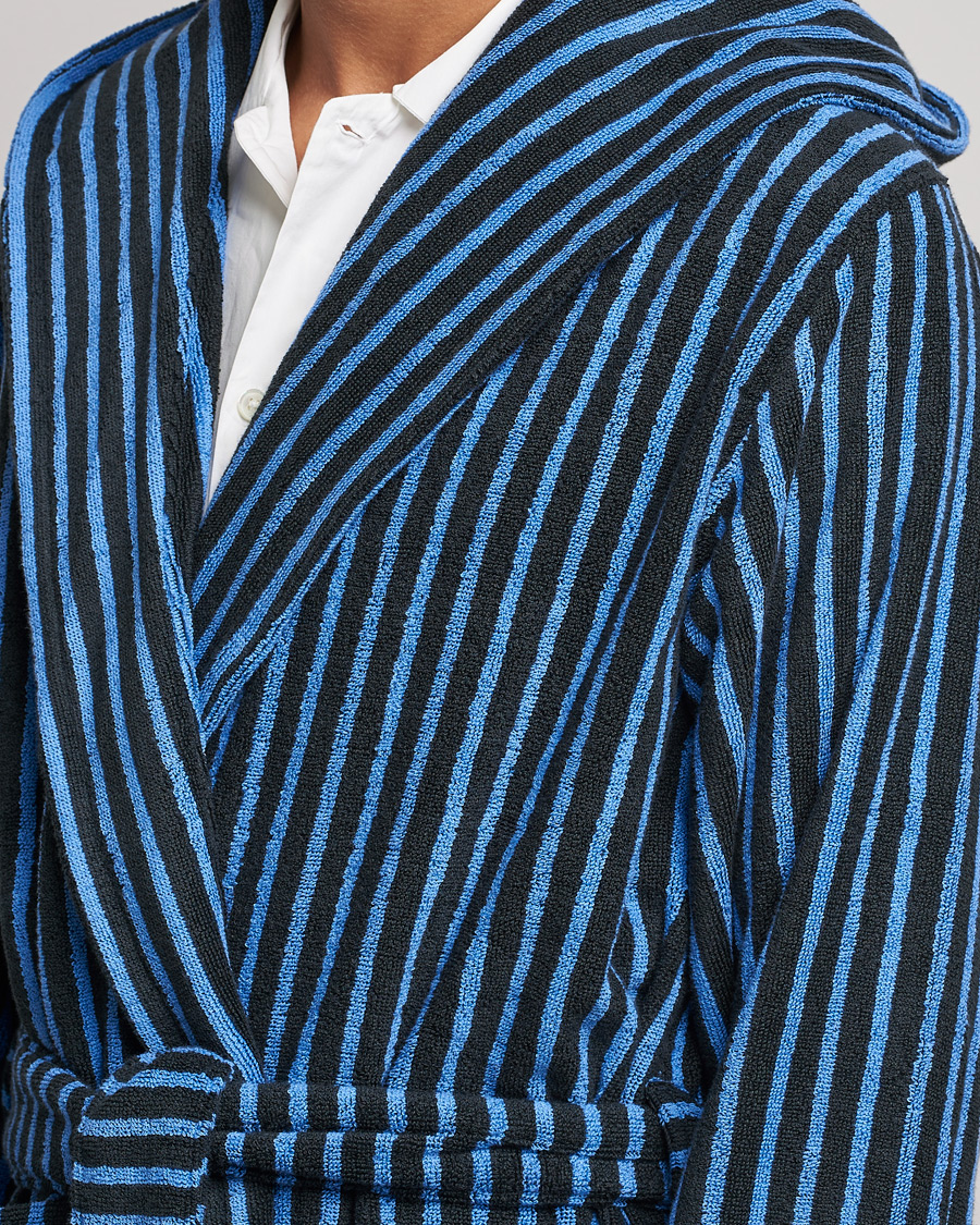 Herren | Schlafanzüge & Bademäntel | Tekla | Organic Terry Hooded Bathrobe Black/Blue