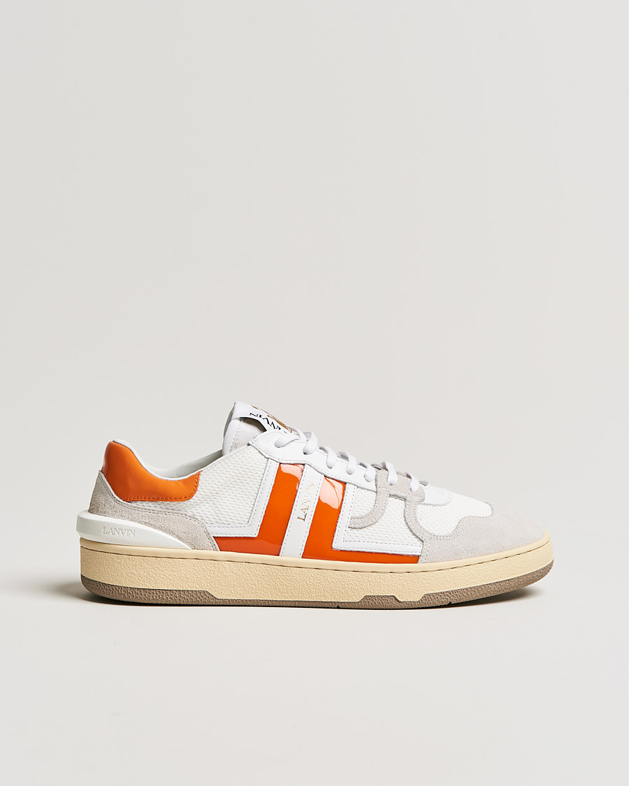 Herren | Lanvin Clay Low Top Sneakers White/Orange | Lanvin | Clay Low Top Sneakers White/Orange
