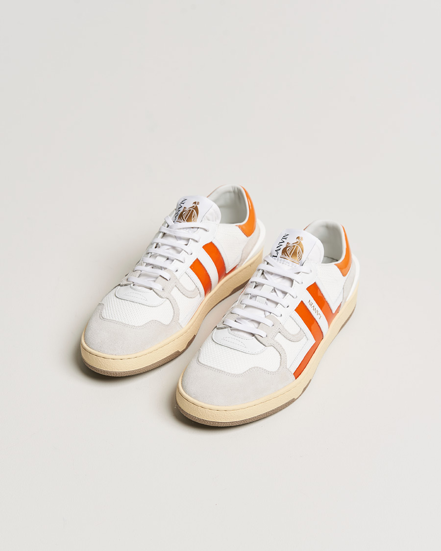 Herren | Lanvin Clay Low Top Sneakers White/Orange | Lanvin | Clay Low Top Sneakers White/Orange