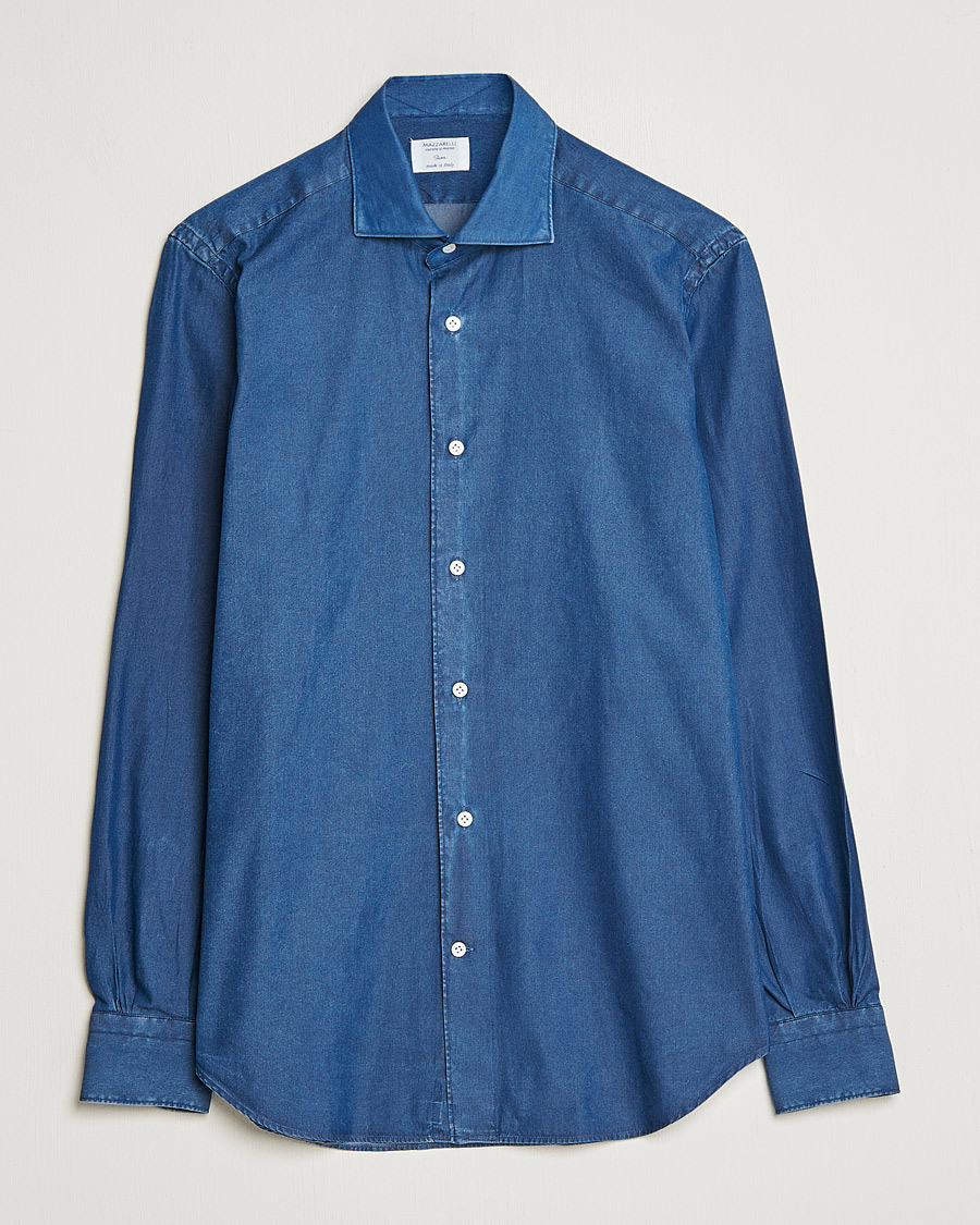 Herren | Hemden | Mazzarelli | Soft Denim Shirt Dark Indigo