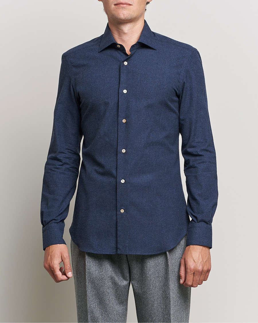 Herren | Hemden | Mazzarelli | Soft Flannel Shirt Navy