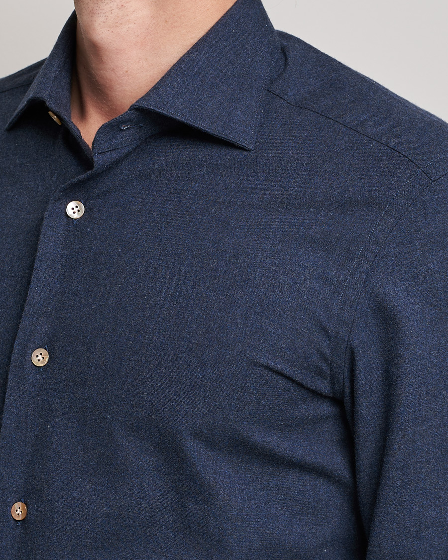 Herren | Hemden | Mazzarelli | Soft Flannel Shirt Navy