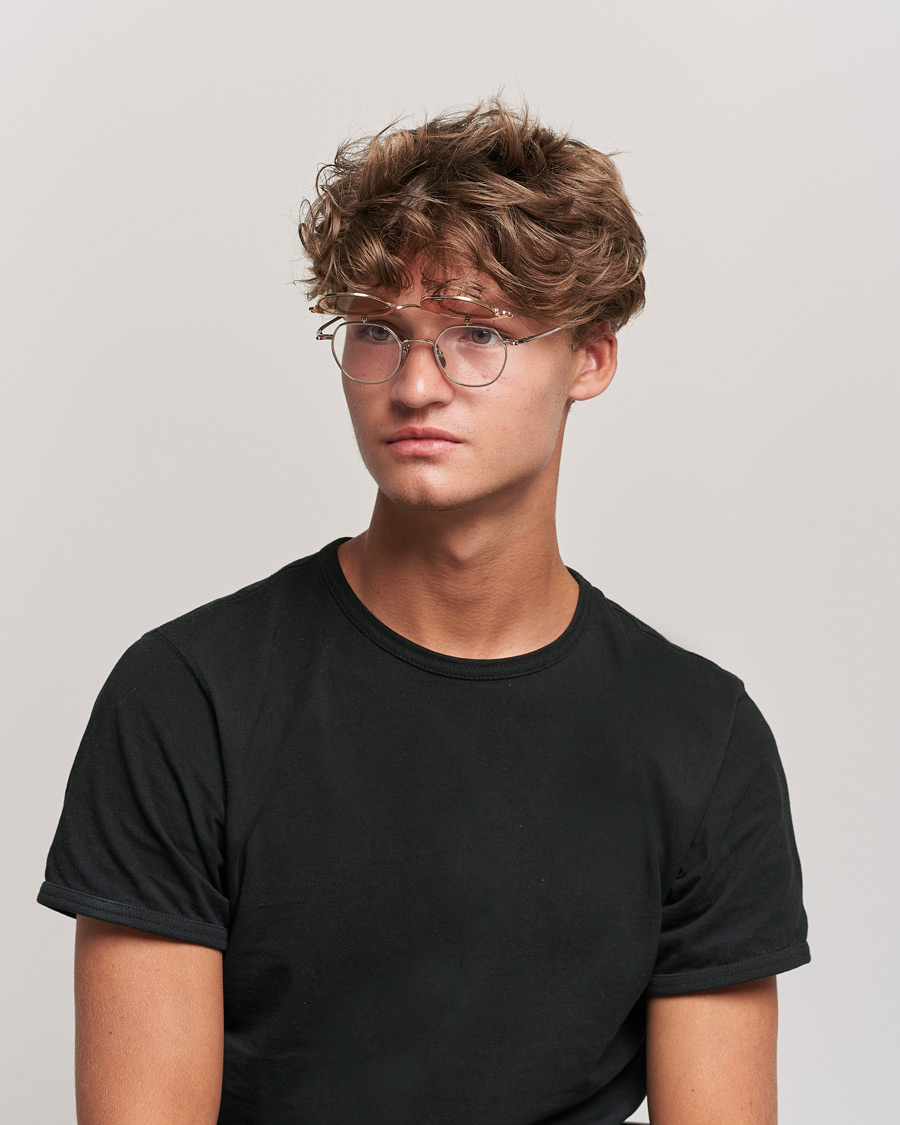 Herren | Thom Browne TB-S812 Flip-Up Sunglasses White Gold/Silver | Thom Browne | TB-S812 Flip-Up Sunglasses White Gold/Silver