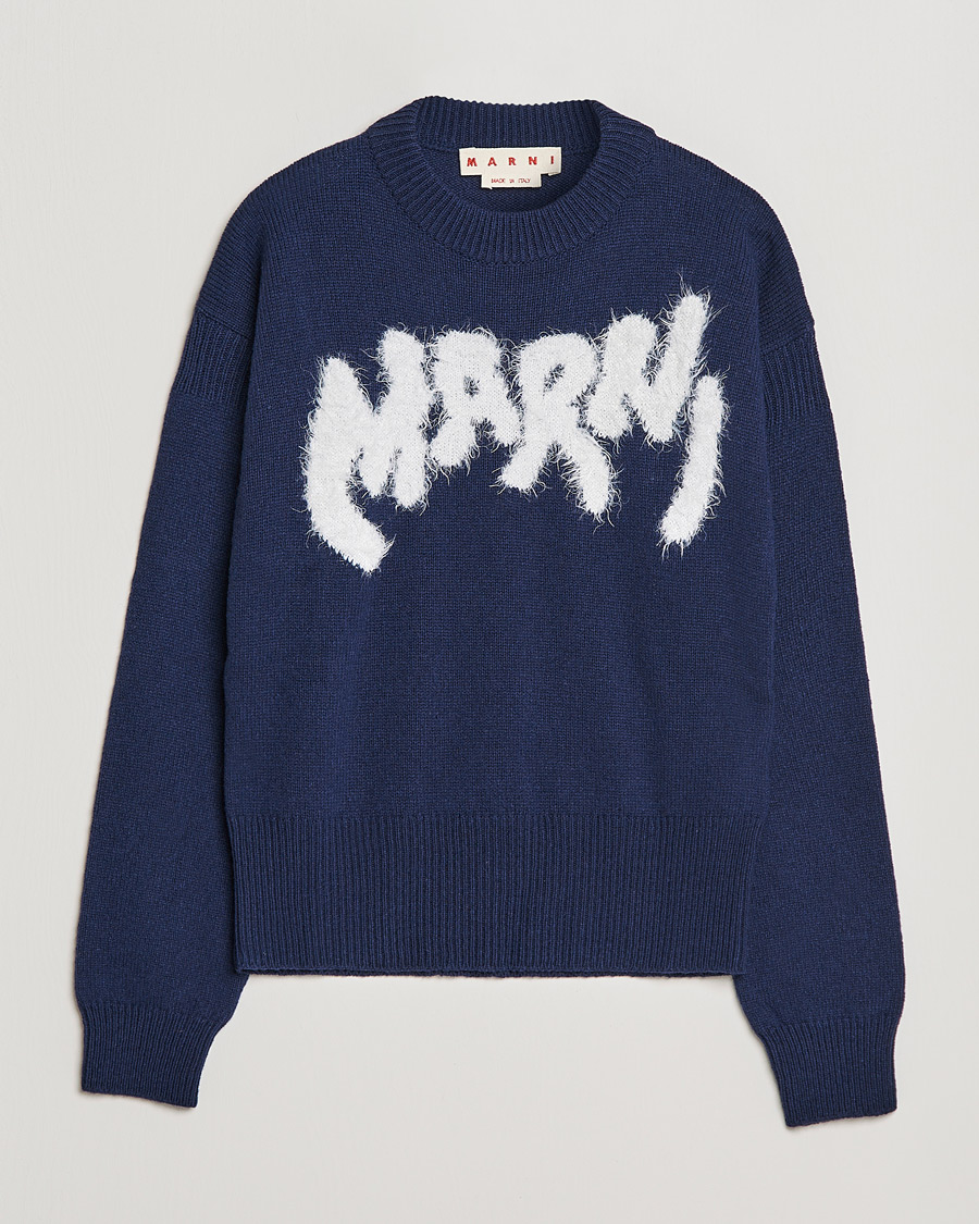 Herren | Pullover | Marni | Mohair Logo Sweater Navy