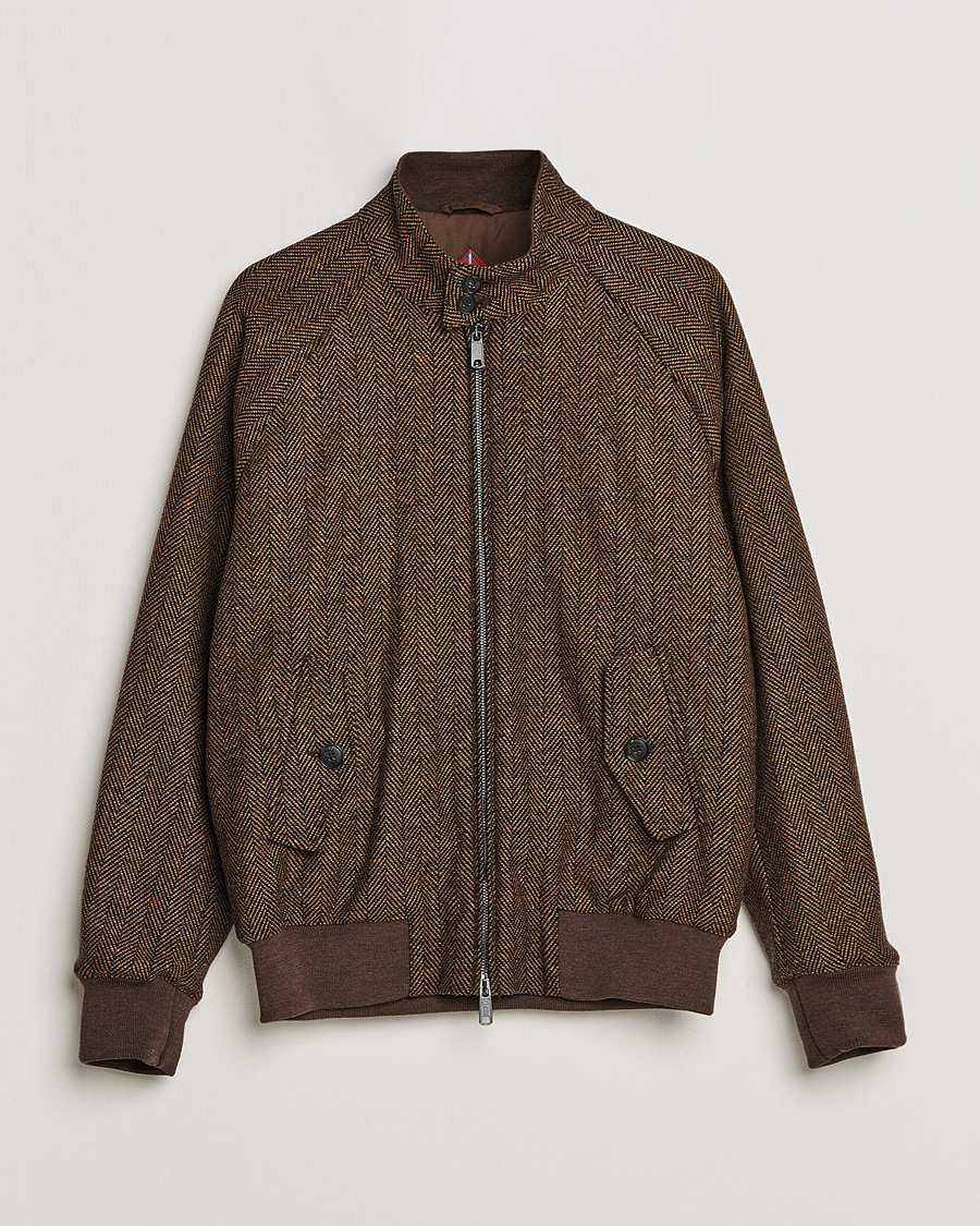 Herren | Jacken | Baracuta | G9 Herringbone Wool Jacket Brown