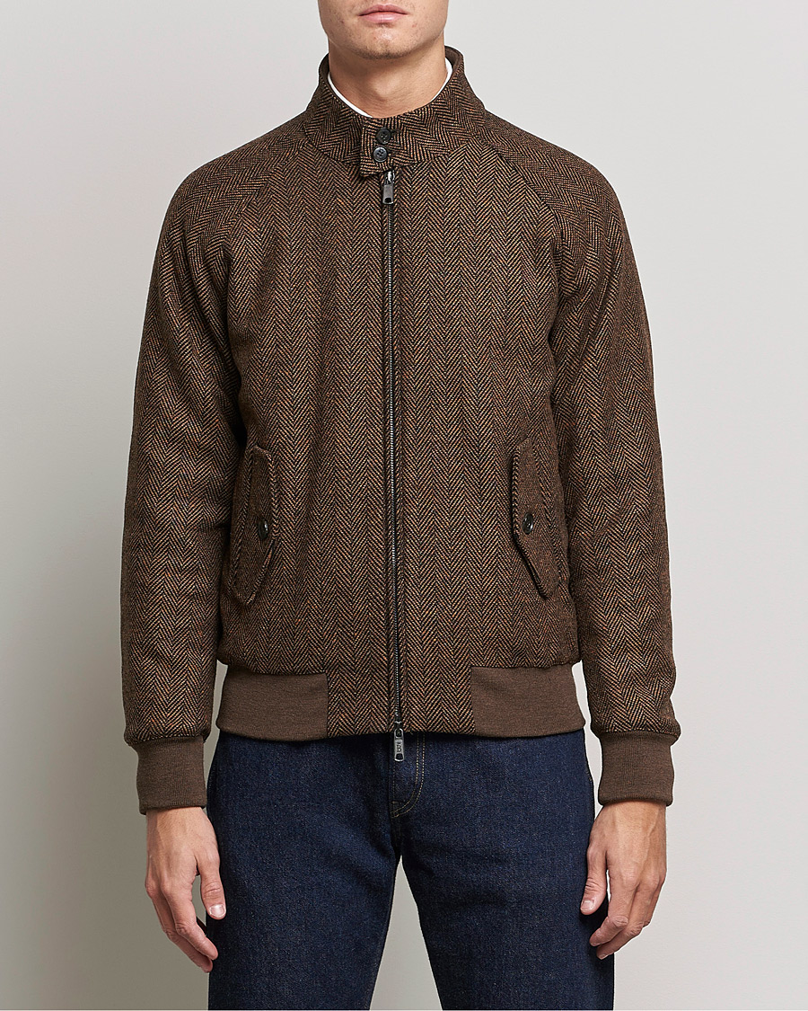 Herren | Jacken | Baracuta | G9 Herringbone Wool Jacket Brown