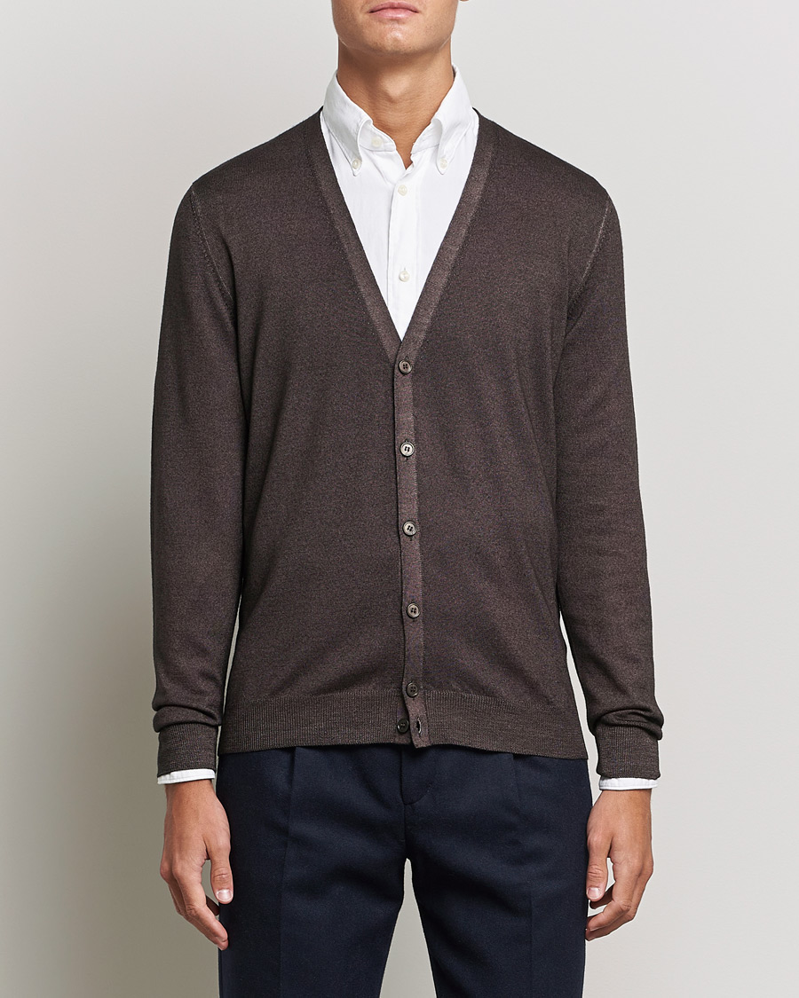 Herren | Pullover | Gran Sasso | Vintage Merino Fashion Fit Cardigan Brown