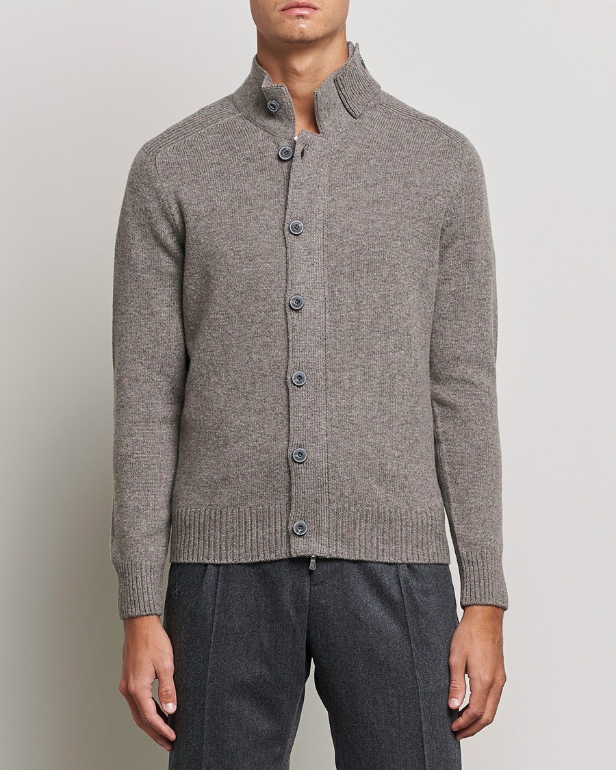 Herren | Pullover | Gran Sasso | Heavy Wool Cardigan Light Brown