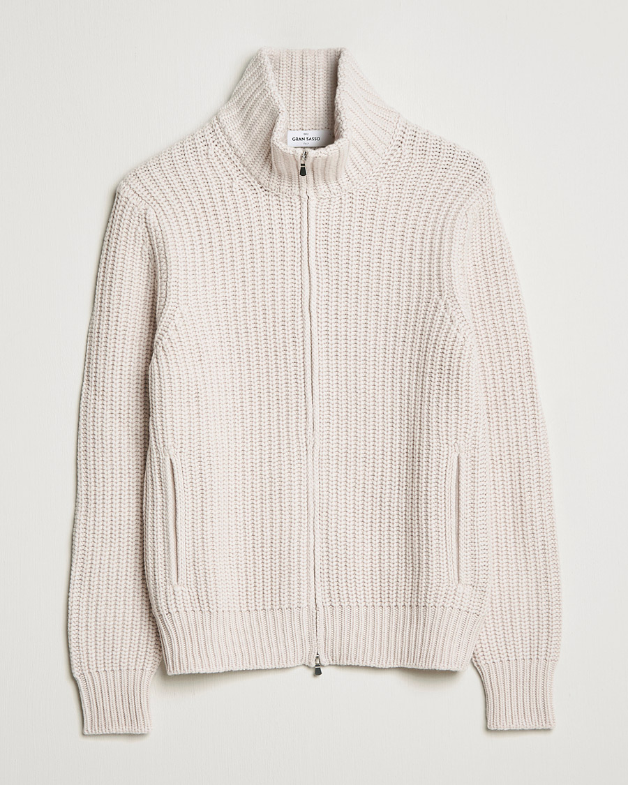 Herren | Pullover | Gran Sasso | Heavy Wool/Cashmere Full Zip Beige
