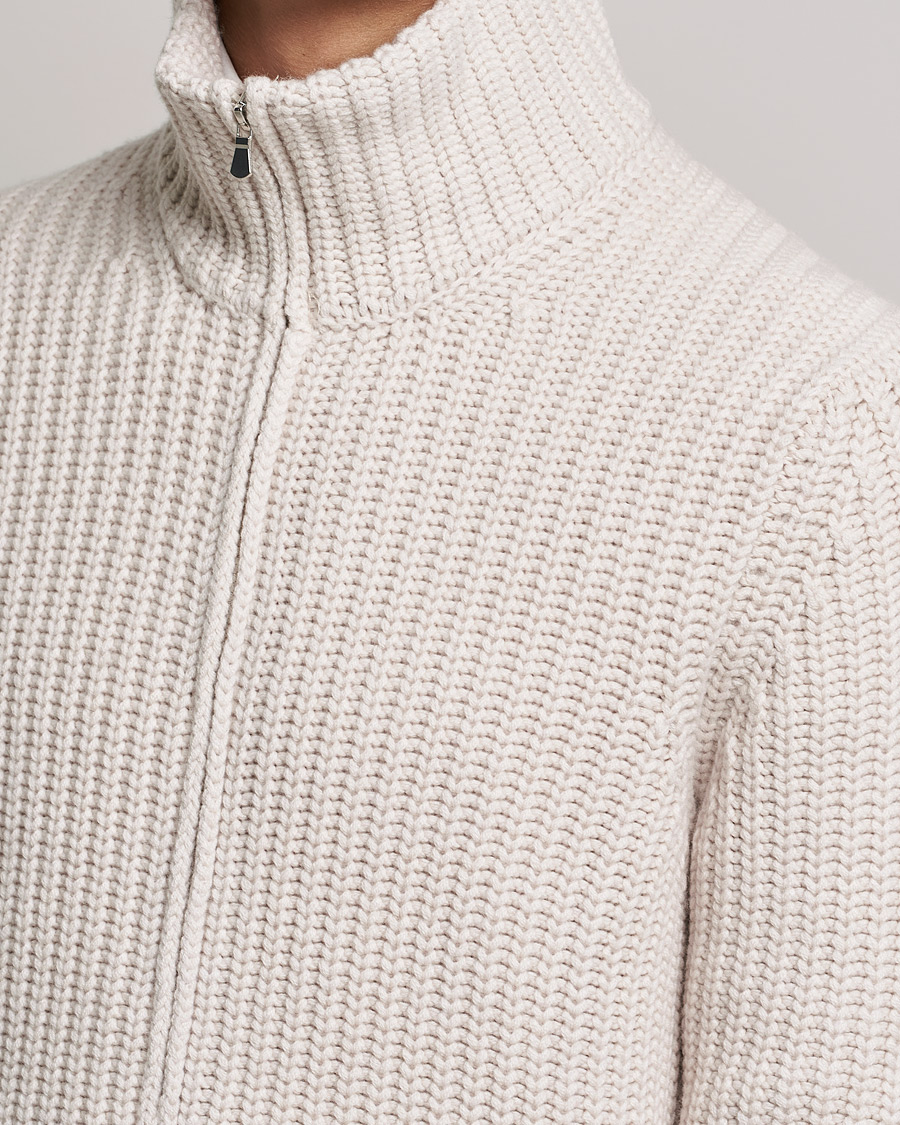 Herren | Pullover | Gran Sasso | Heavy Wool/Cashmere Full Zip Beige