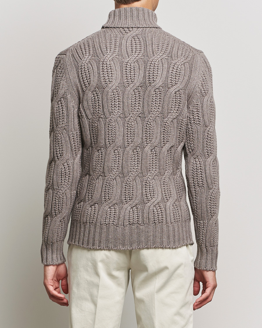 Herren | Pullover | Gran Sasso | Cable Knitted Wool/Cashmere Roll Neck Brown