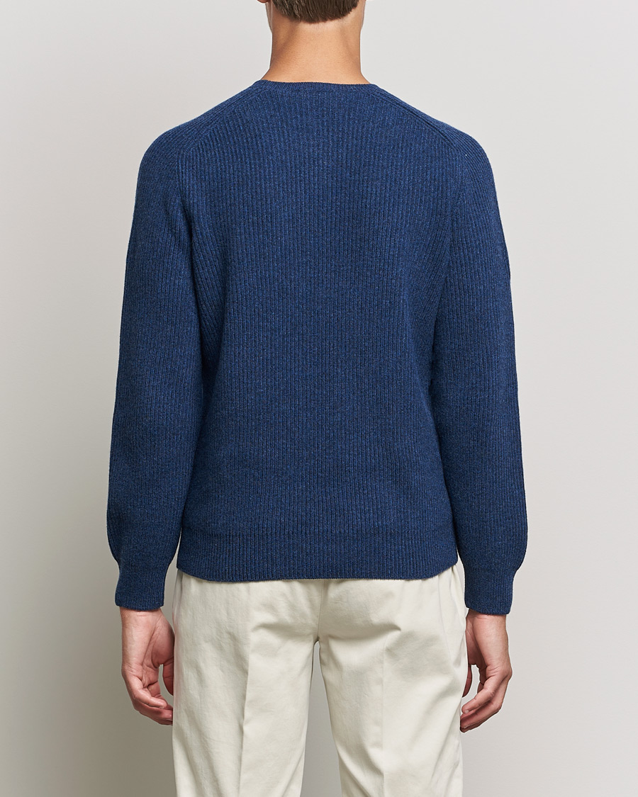 Herren | Pullover | Gran Sasso | Knitted Wool/Cashmere Structure Crewneck Navy