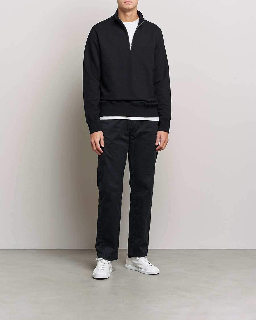 Herren | Pullover | Merz b. Schwanen | Organic Cotton Half Zip Sweat Black