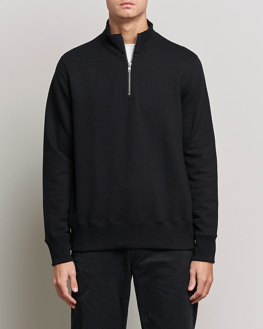 Herren | Pullover | Merz b. Schwanen | Organic Cotton Half Zip Sweat Black