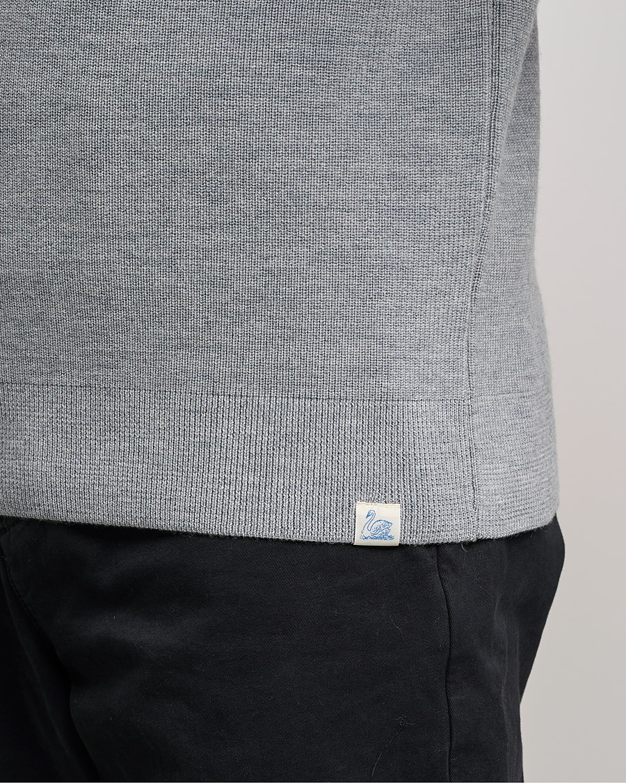 Herren | Pullover | Merz b. Schwanen | Merino Wool Half Zip Grey Mel
