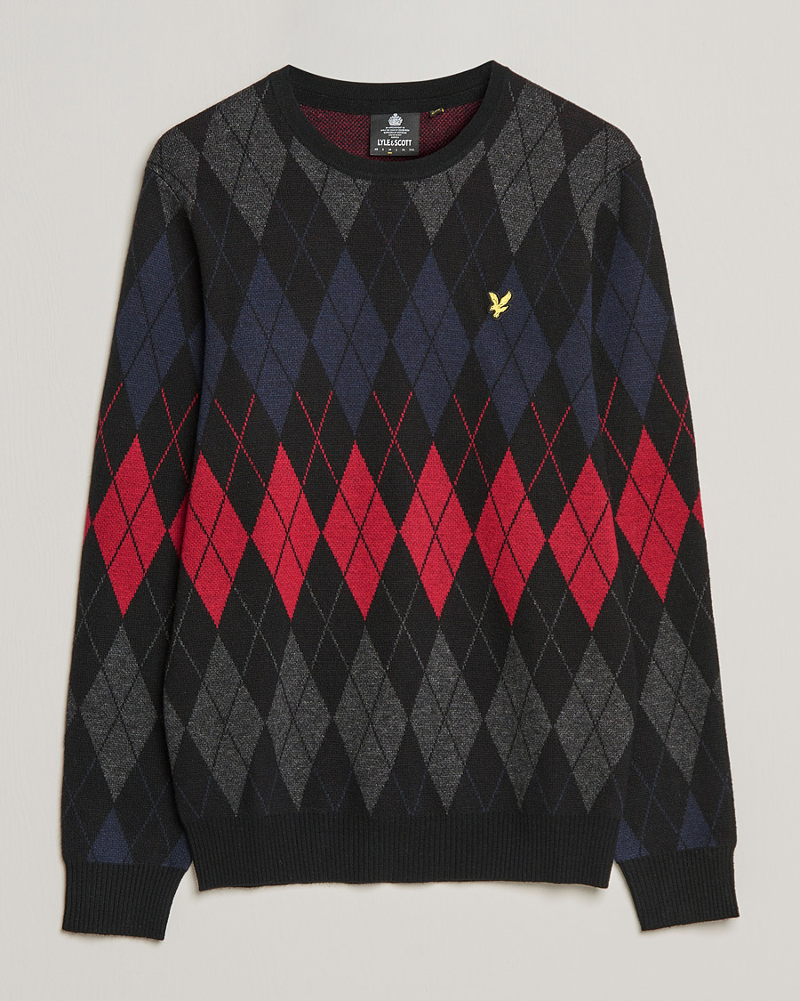 Herren | Pullover | Lyle & Scott | British Argyle Crew Neck Black
