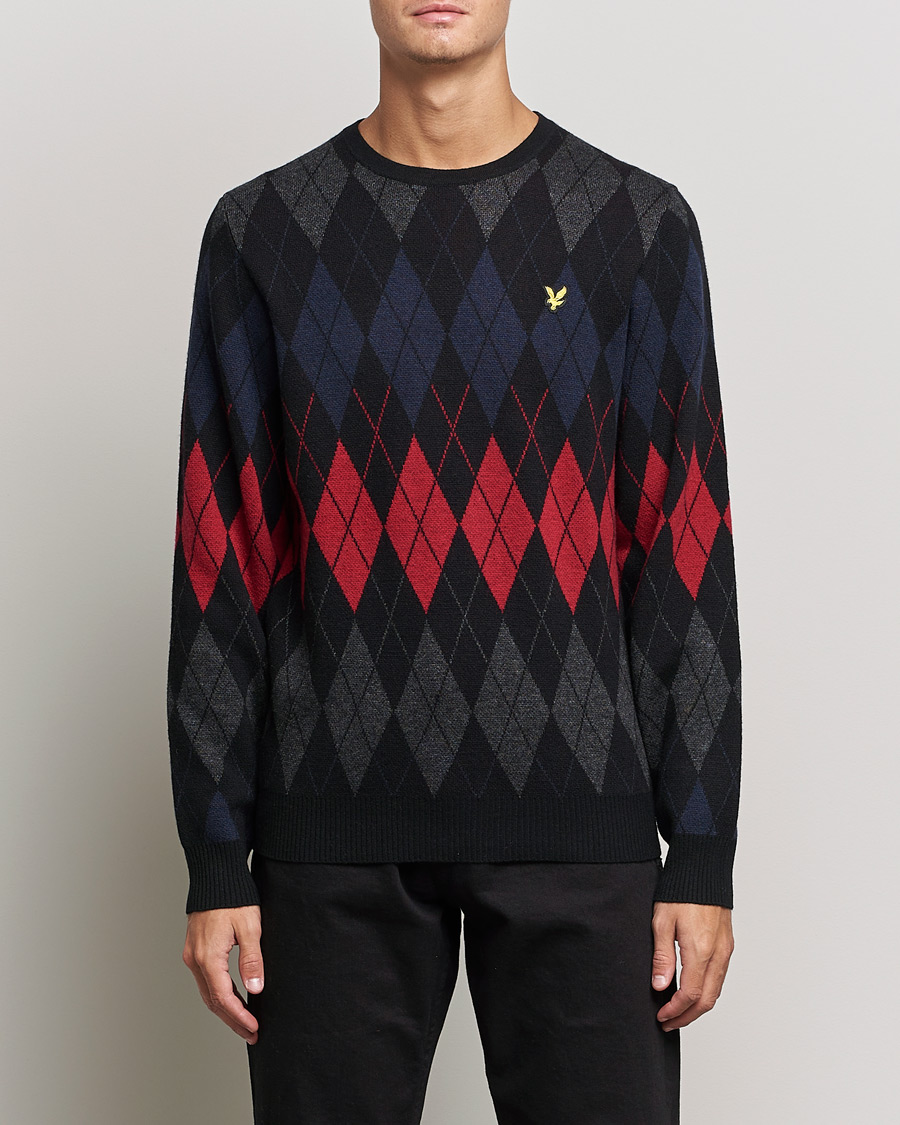 Herren | Pullover | Lyle & Scott | British Argyle Crew Neck Black