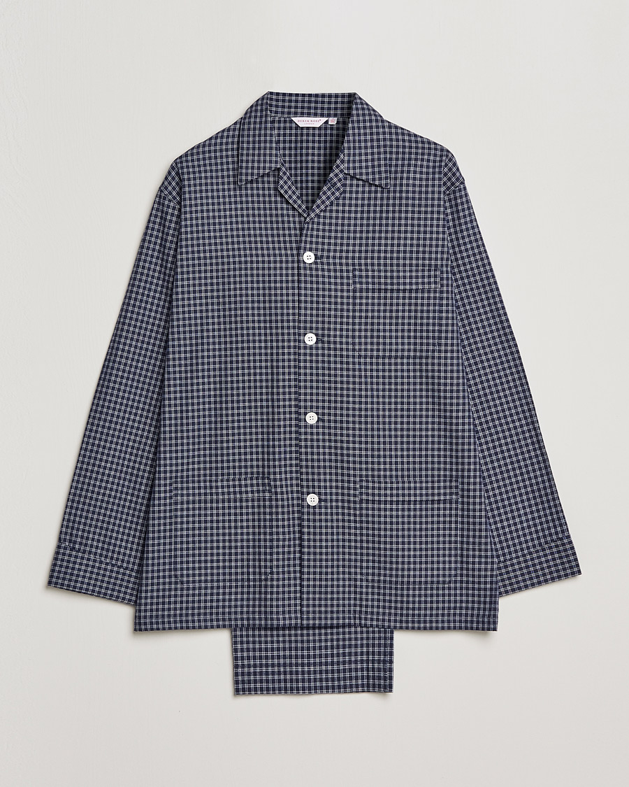 Herren | Derek Rose Checked Cotton Pyjama Set Navy | Derek Rose | Checked Cotton Pyjama Set Navy