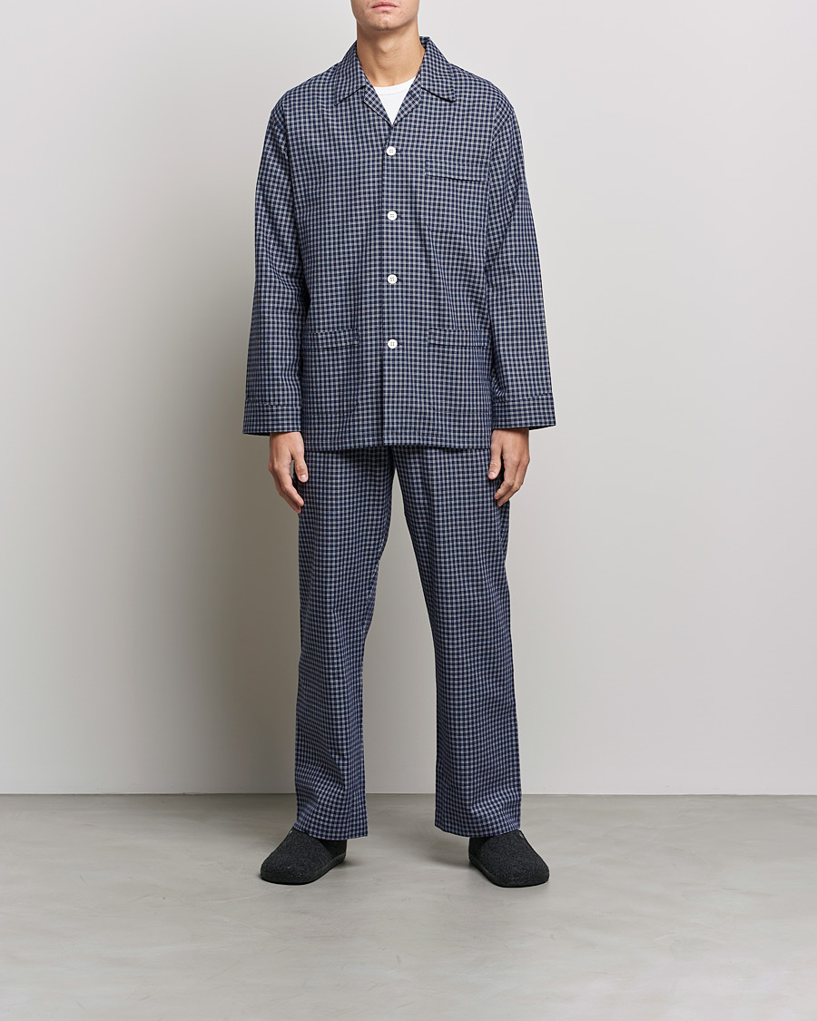 Herren | Derek Rose Checked Cotton Pyjama Set Navy | Derek Rose | Checked Cotton Pyjama Set Navy