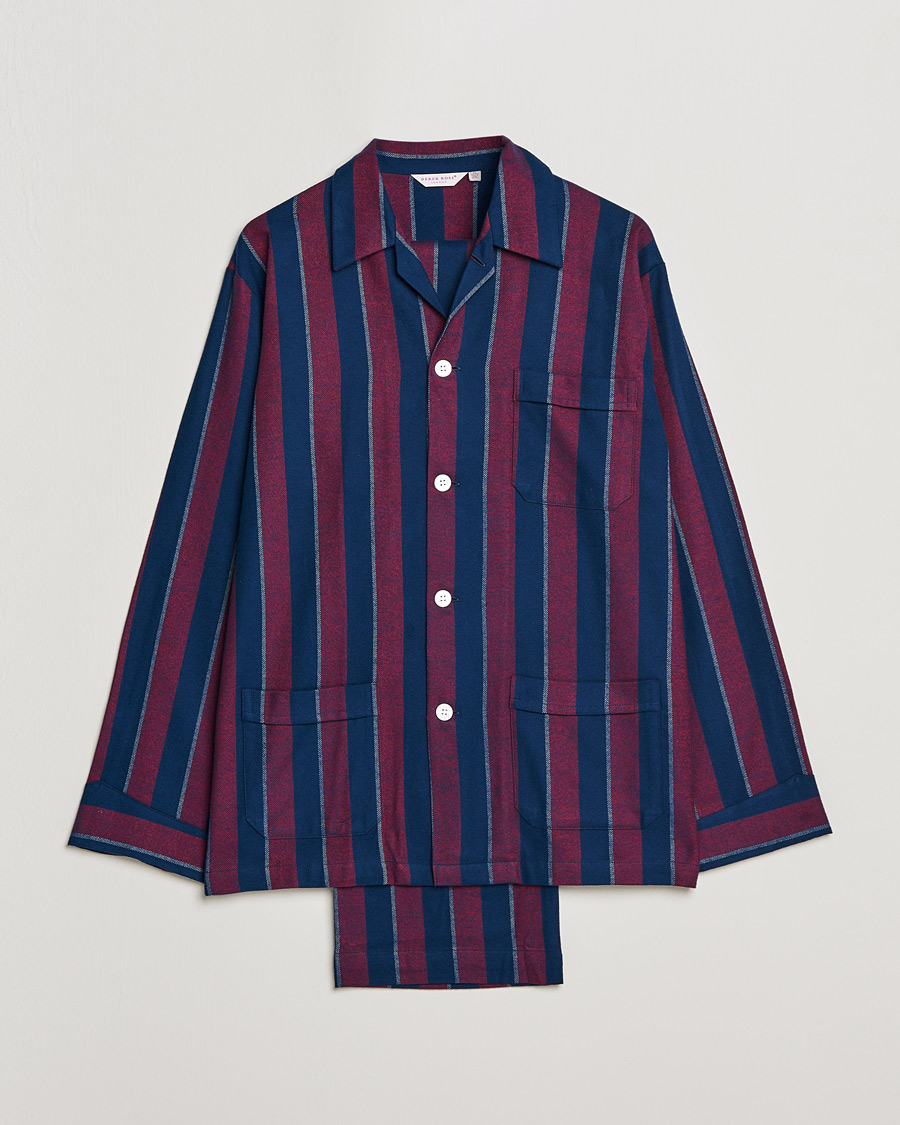 Herren | Schlafanzüge & Bademäntel | Derek Rose | Brushed Cotton Flanell Striped Pyjama Set Navy