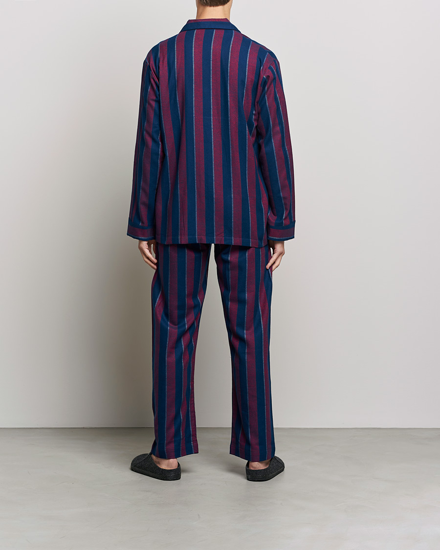 Herren | Schlafanzüge & Bademäntel | Derek Rose | Brushed Cotton Flanell Striped Pyjama Set Navy