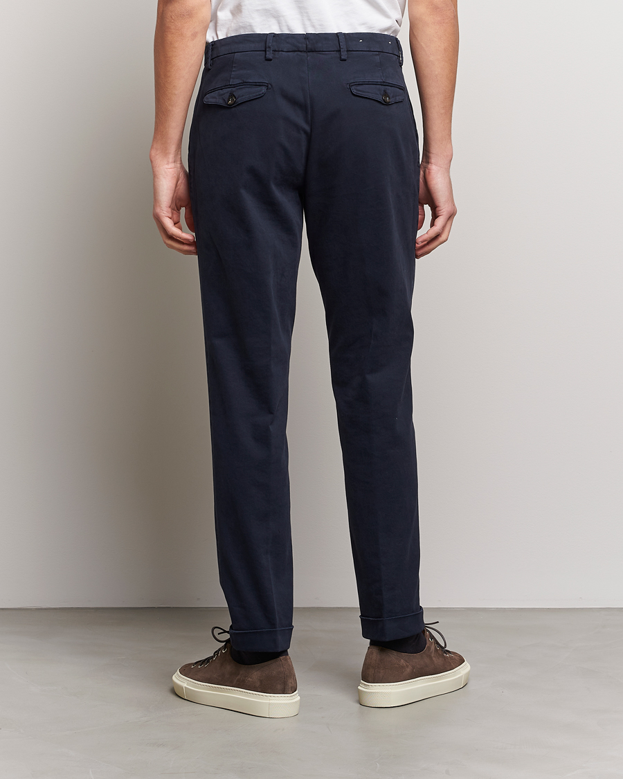 Herren | Hosen | Briglia 1949 | Easy Fit Pleated Cotton Stretch Chino Navy