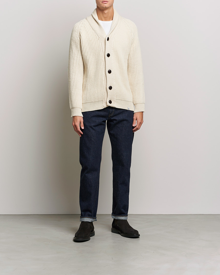 Herren | Pullover | Peregrine | Wilkinson Ribbed Wool Cardigan Cream