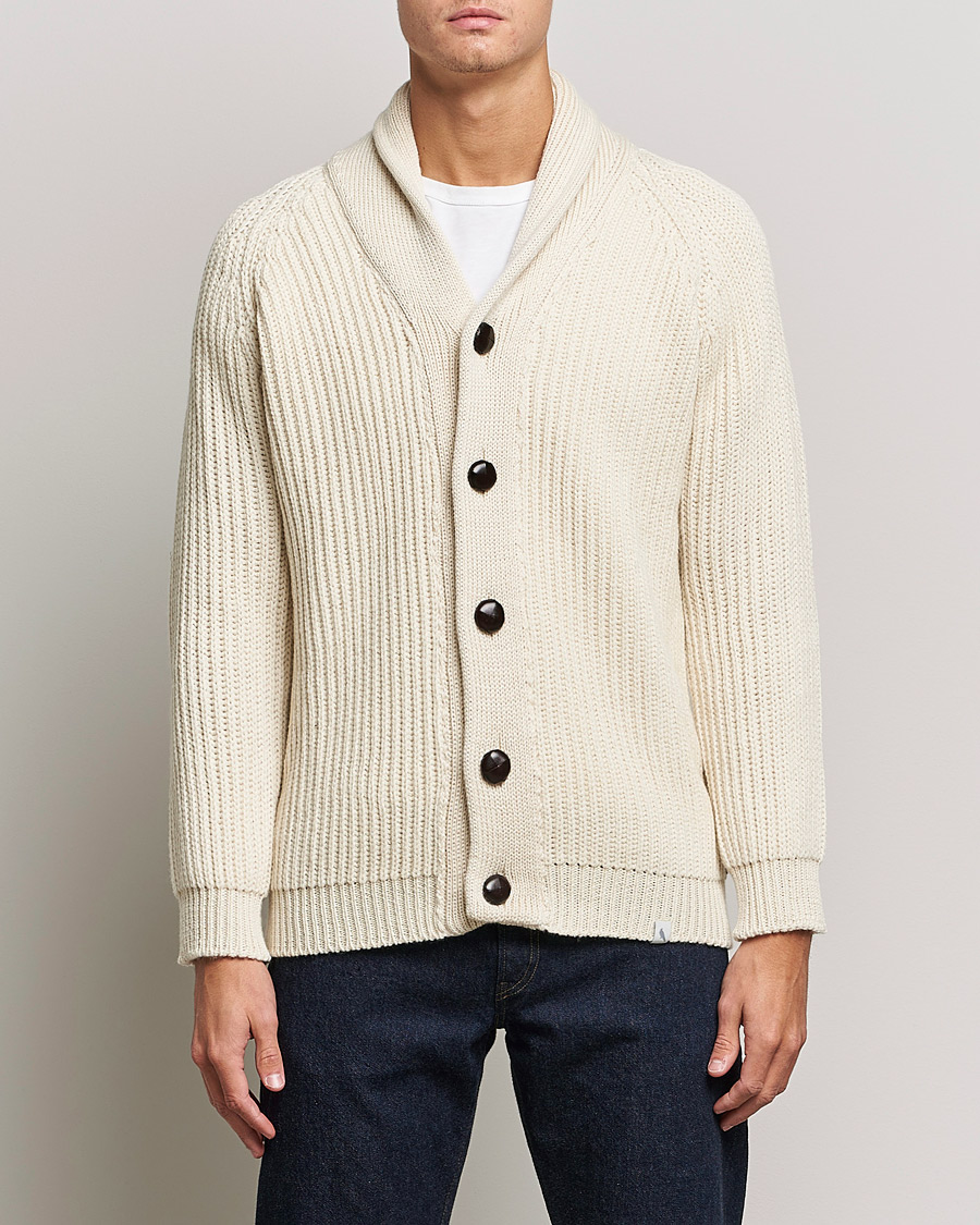Herren | Pullover | Peregrine | Wilkinson Ribbed Wool Cardigan Cream