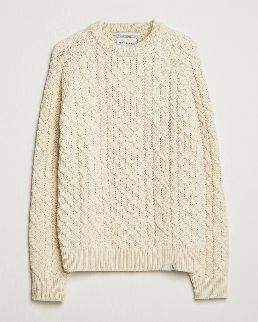 Herren | Pullover | Peregrine | Hudson Wool Aran Knitted Jumper Cream
