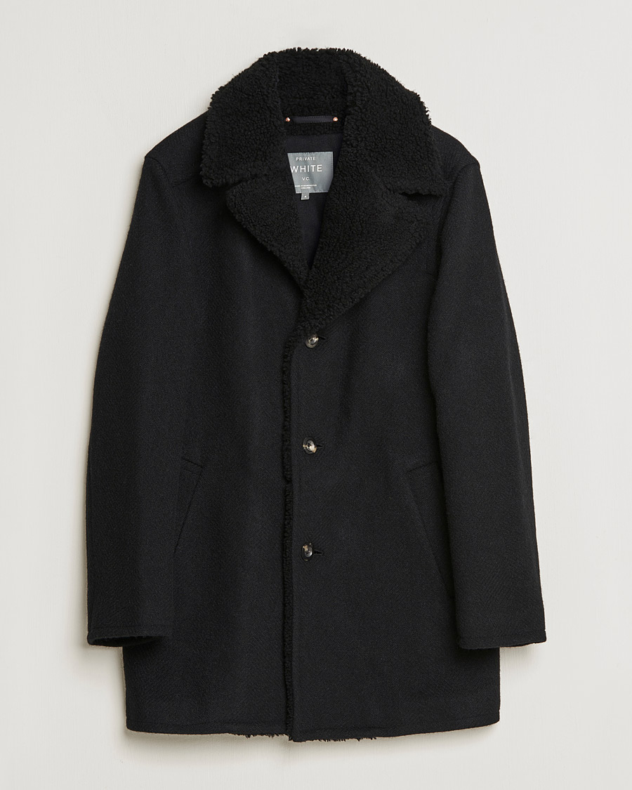 Herren | Jacken | Private White V.C. | The Shearling Car Coat Navy