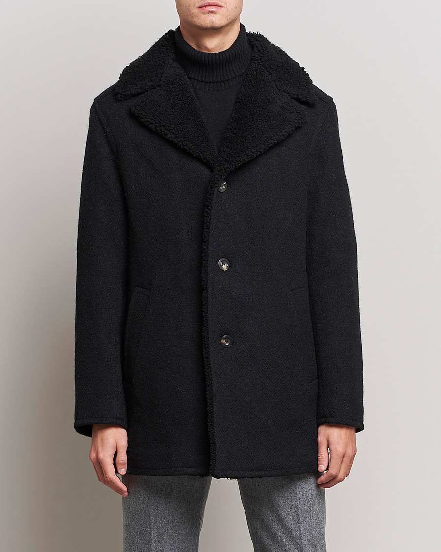 Herren | Jacken | Private White V.C. | The Shearling Car Coat Navy