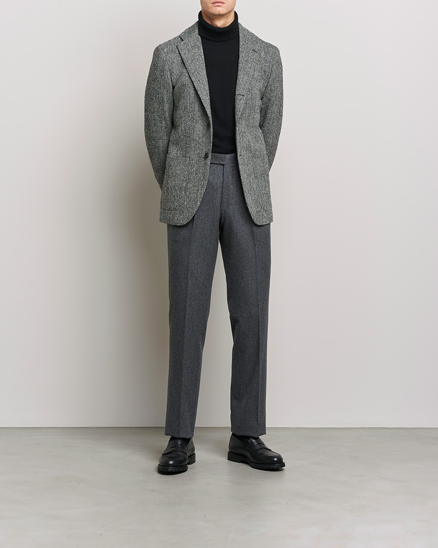 Herren | Hosen | Beams F | Pleated Flannel Trousers Dark Grey