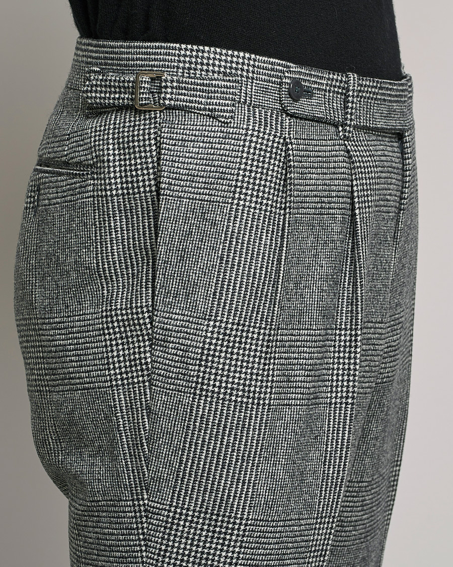 Herren | Hosen | Beams F | Pleated Flannel Trousers Grey Check