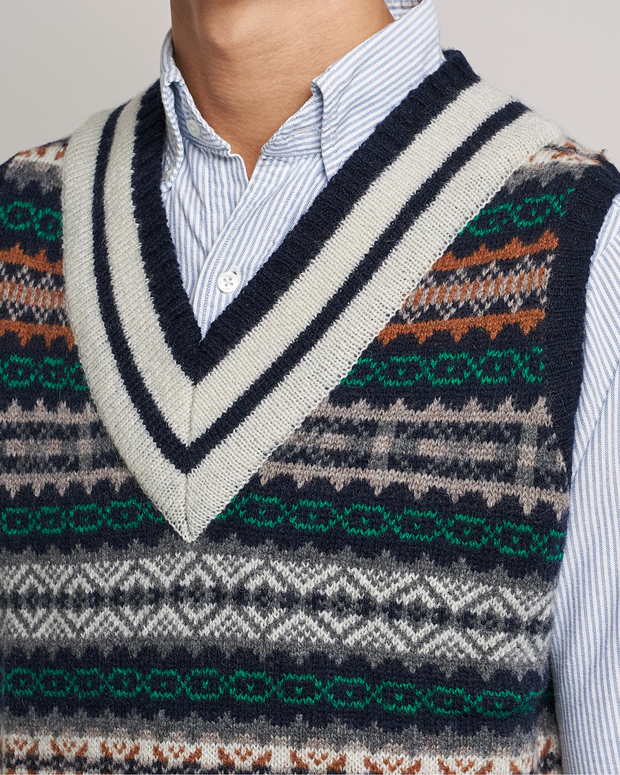 Herren | Pullover | BEAMS PLUS | Fairisle Cricket Knit Vest Navy
