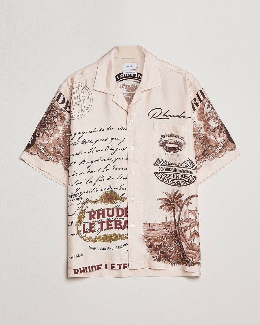 Herren | Hemden | Rhude | Silk Cigar Short Sleeve Shirt Brown/Cream