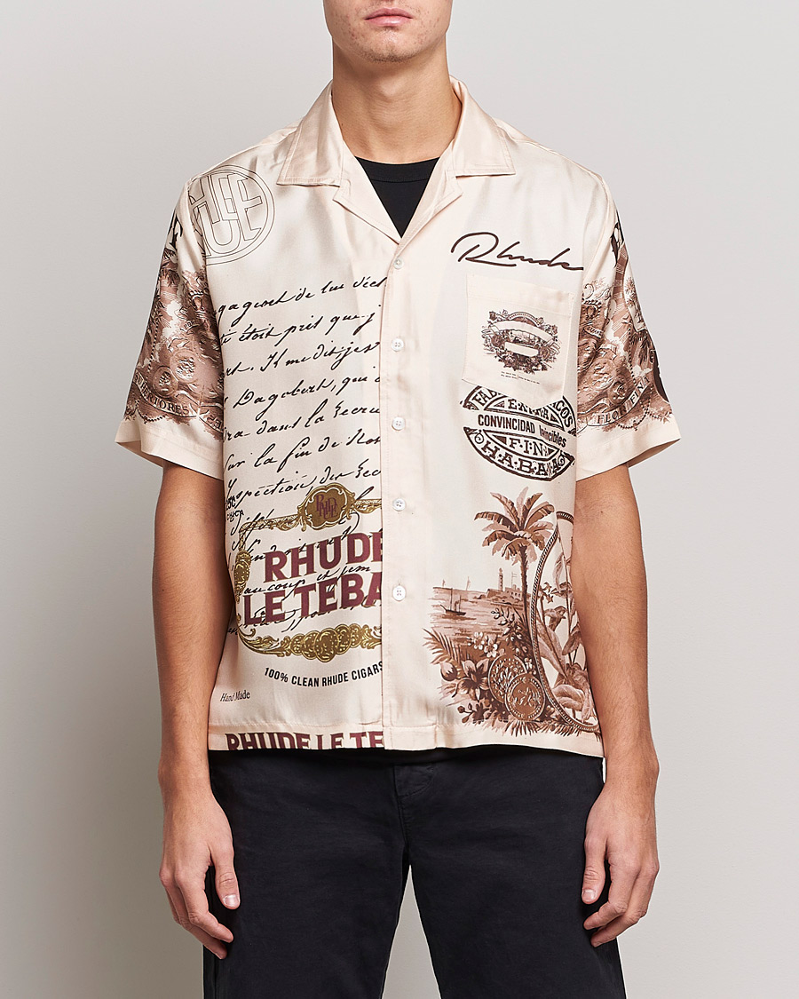 Herren | Hemden | Rhude | Silk Cigar Short Sleeve Shirt Brown/Cream