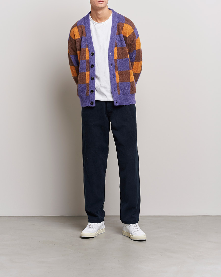 Herren | Pullover | Drôle de Monsieur | Le Cardigan Mohair Purple/Orange