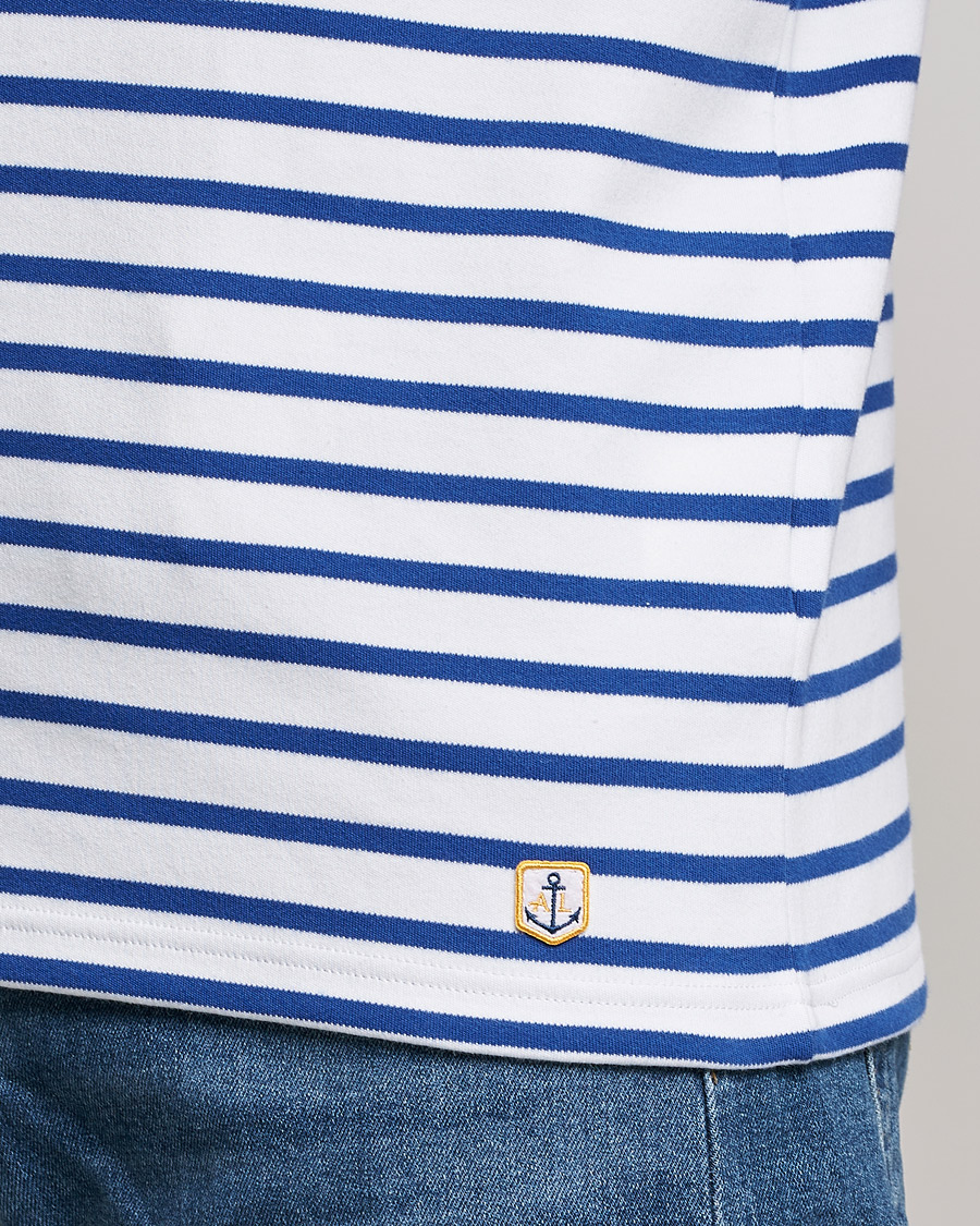 Herren | T-Shirts | Armor-lux | Houat Héritage Stripe Long Sleeve T-Shirt White/Blue