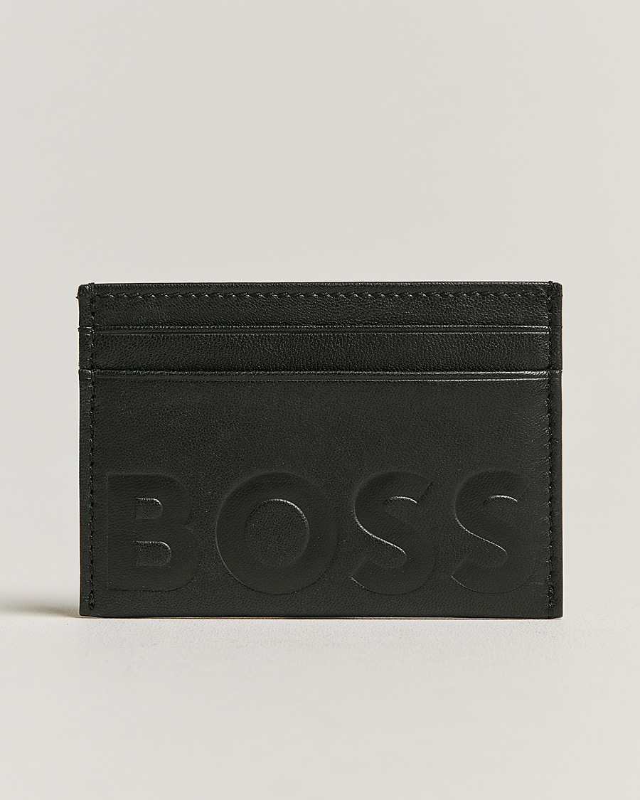 Herren | Signature Leather Card Holder Black | BOSS BLACK | Signature Leather Card Holder Black