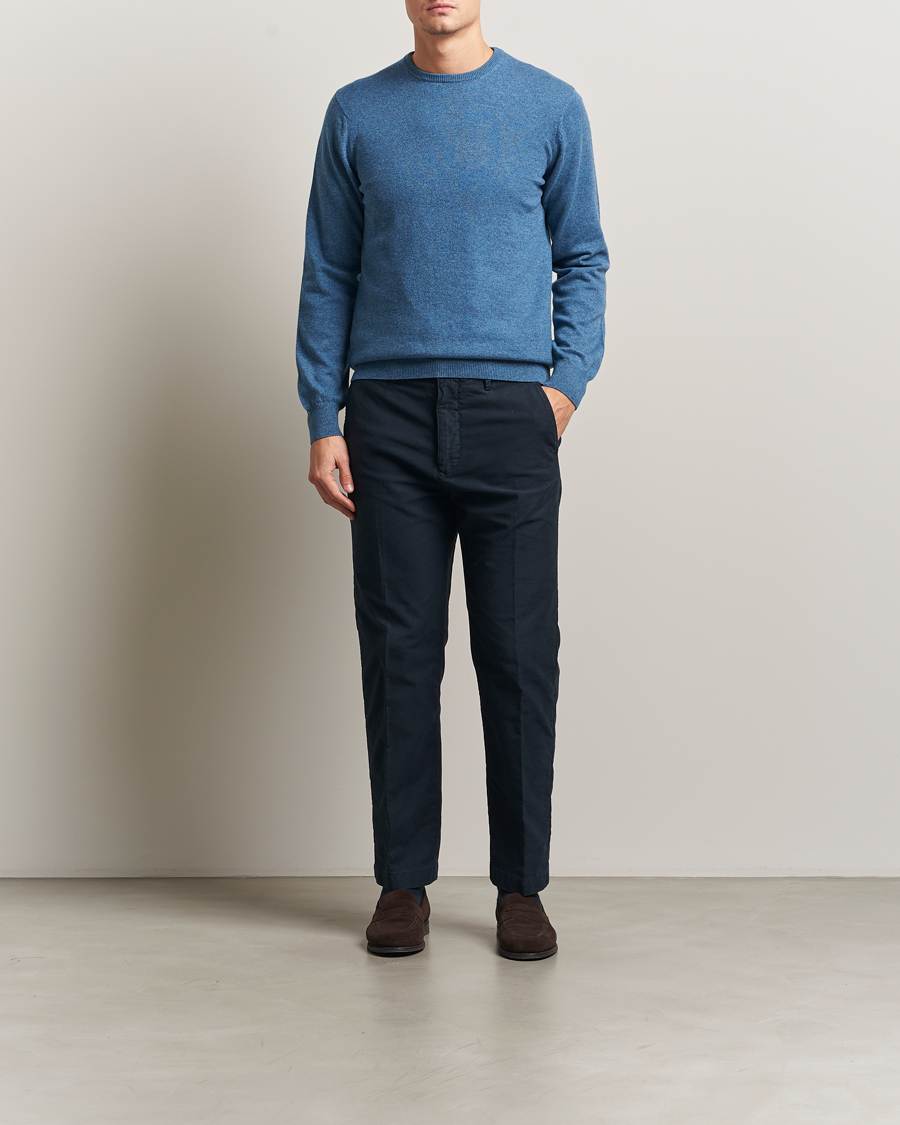 Herren | Pullover | Piacenza Cashmere | Cashmere Crew Neck Sweater Light Blue