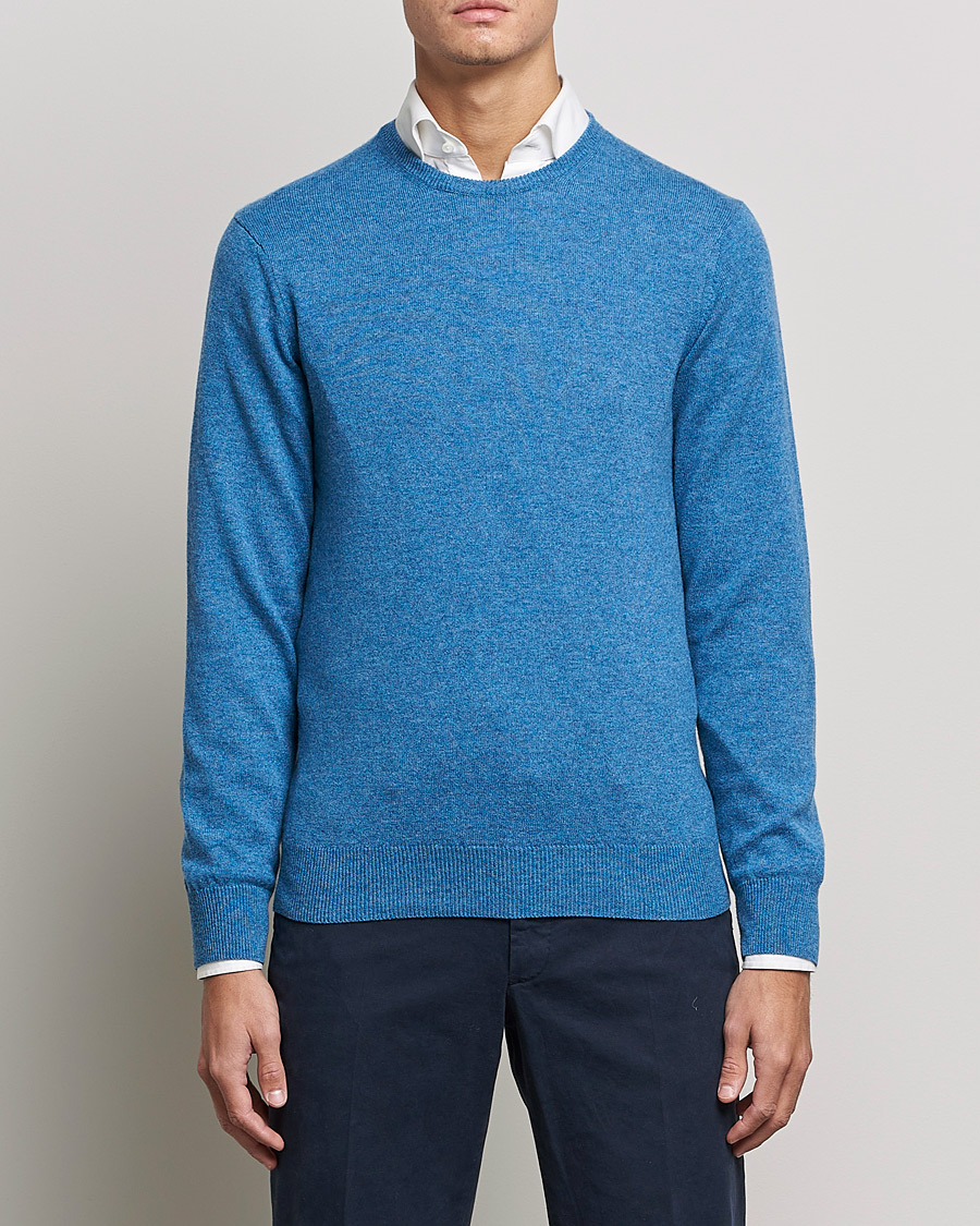 Herren | Special gifts | Piacenza Cashmere | Cashmere Crew Neck Sweater Light Blue