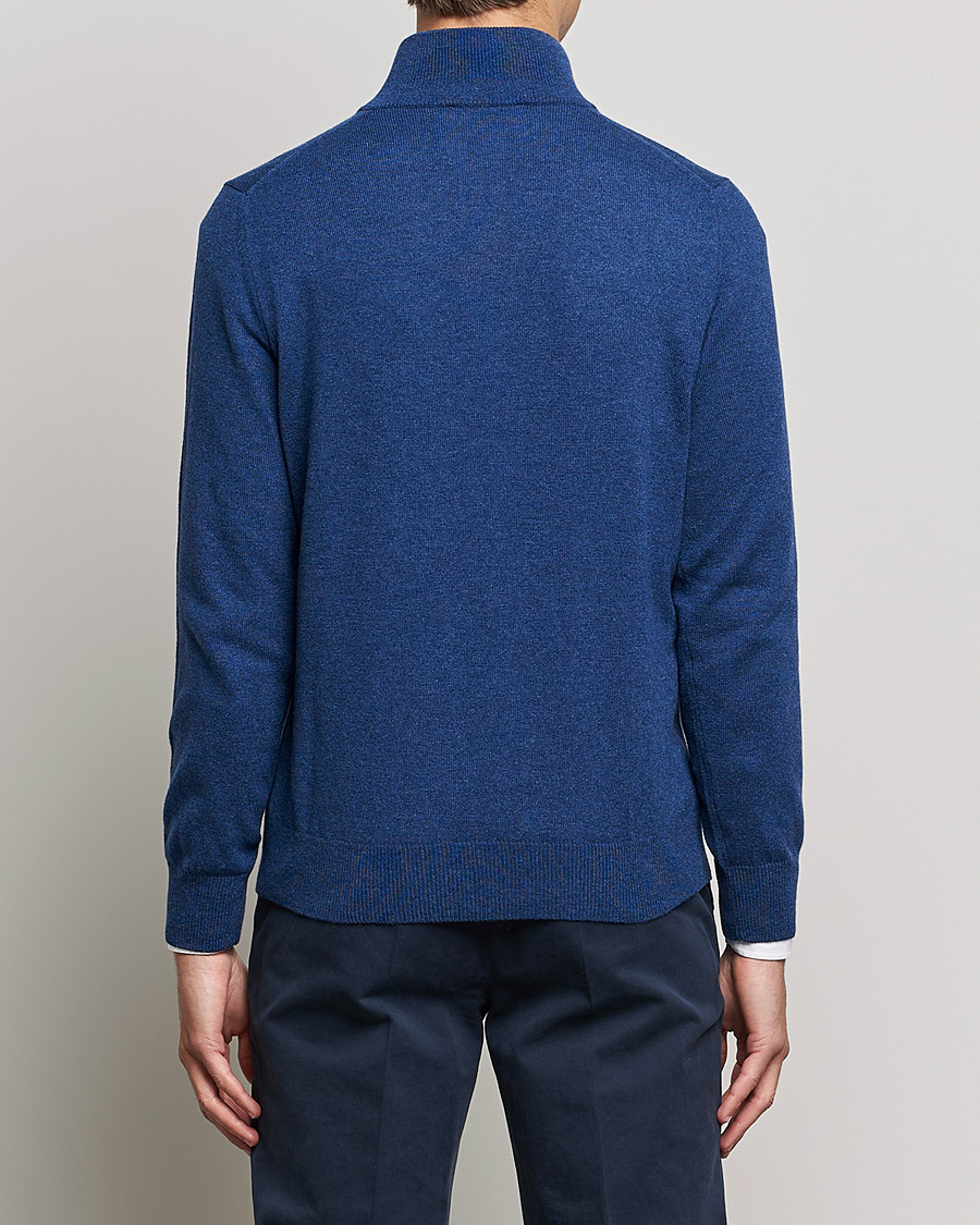 Herren | Pullover | Piacenza Cashmere | Cashmere Half Zip Sweater Indigo Blue