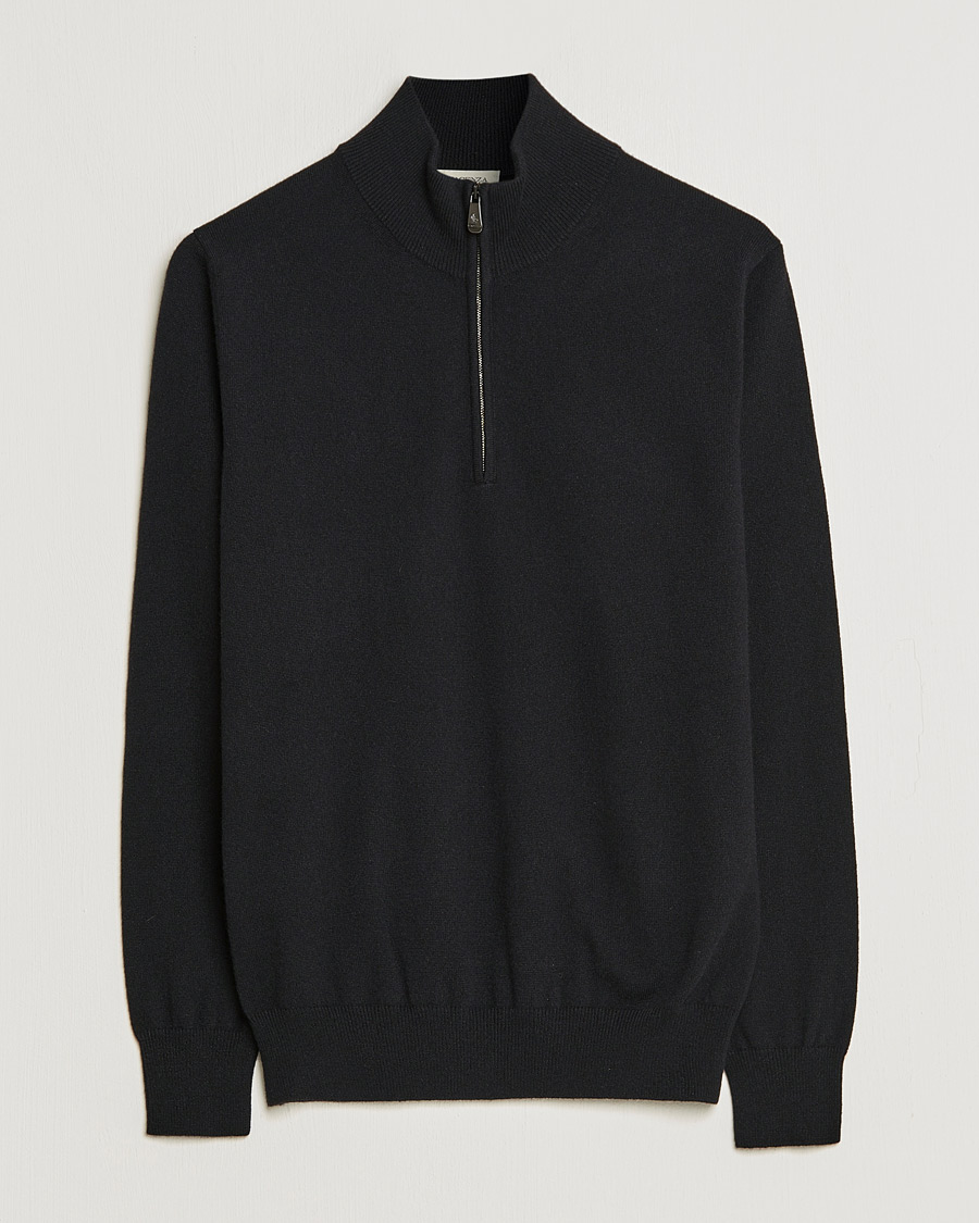 Herren | Pullover | Piacenza Cashmere | Cashmere Half Zip Sweater Black